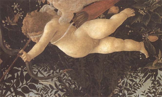 Sandro Botticelli Detail of Cupid with eyes bandaged,shooting an arrow at Chastity